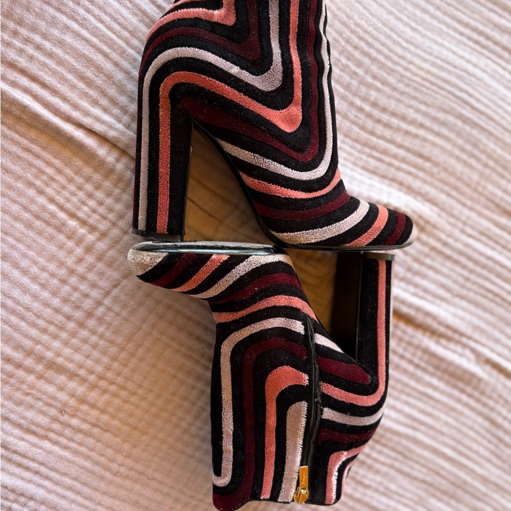 Salvatore Ferragamo Velvet Multicolor Ankle Boots